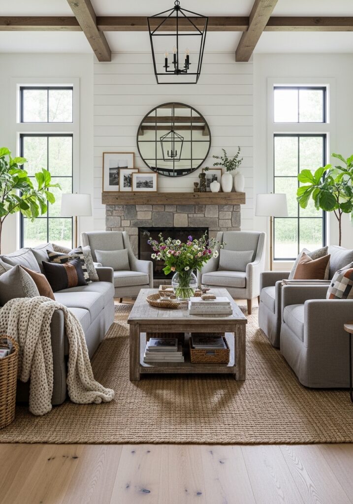 Modern Farmhouse Living Rooms Remain Timeless