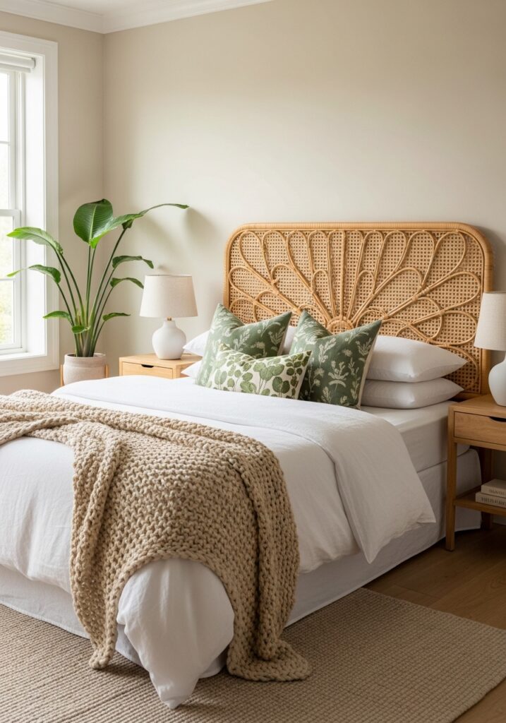 Beautiful Headboard Ideas to Elevate Your Bedroom Rattan or Cane Headboard for Organic Style