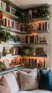 Corner Bookshelves to Maximize Unused Space