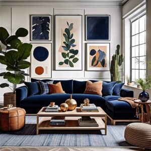 Dark Blue Sofa Sets for Contemporary Living Room Spaces