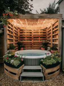 Garden Jacuzzi with Privacy Screens