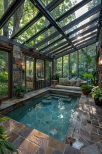 Modern Glass-Enclosed Jacuzzi