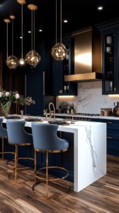 Neutral Cabinets with Bold Accents