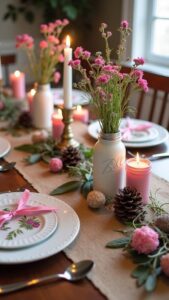 Ribbon-Wrapped Vases with Floral Accents