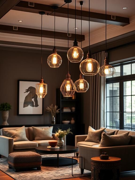 Track lighting, pendant lights, or recessed lighting