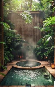Tropical-Inspired Jacuzzi Garden