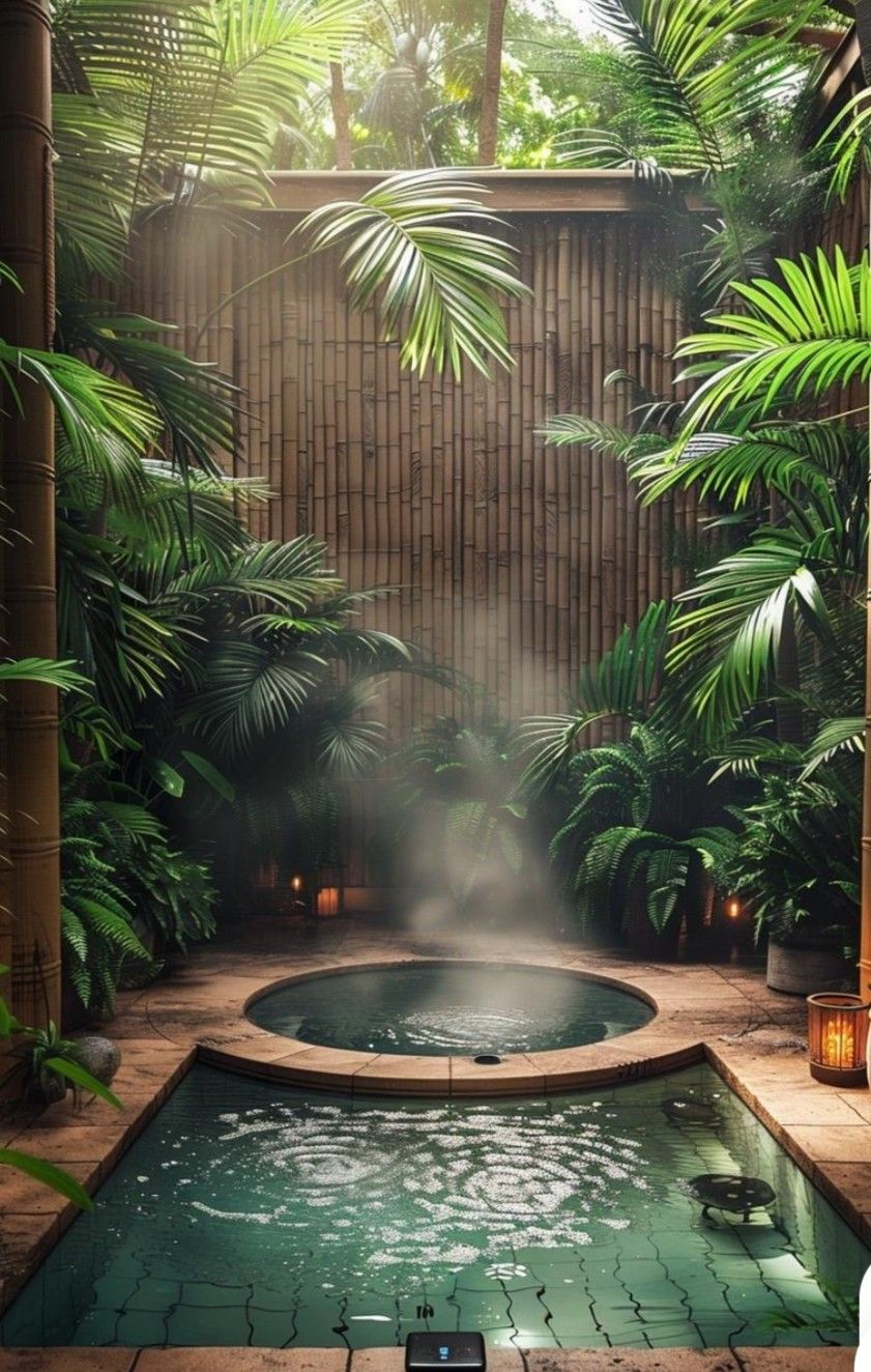 Tropical-Inspired Jacuzzi Garden