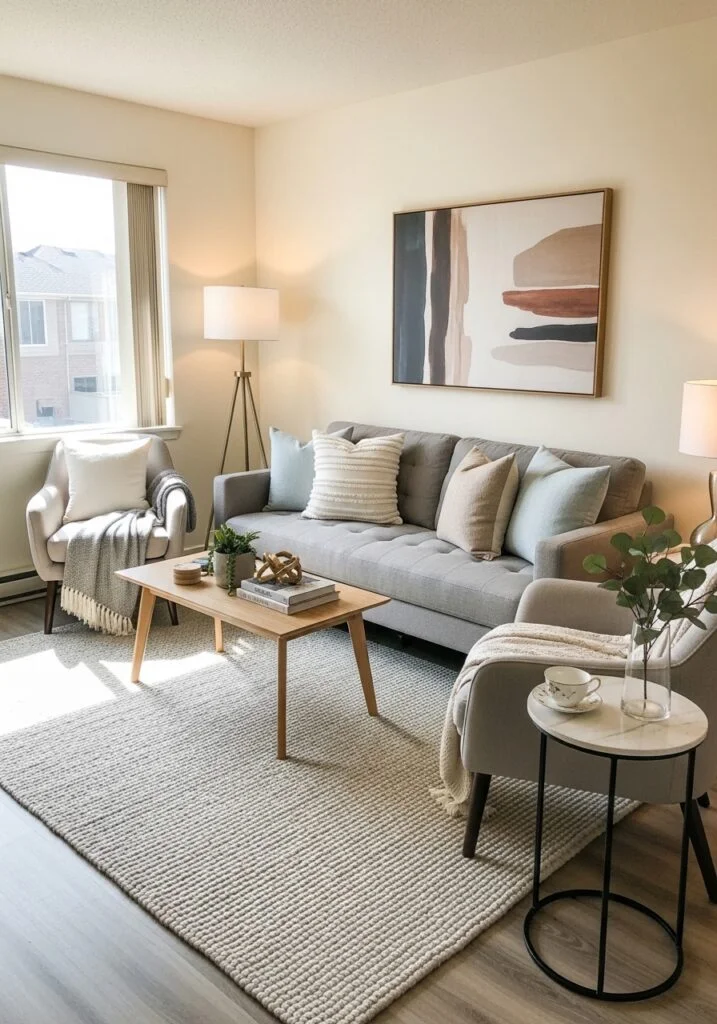 1. Anchor the Room with a Properly Sized Rug