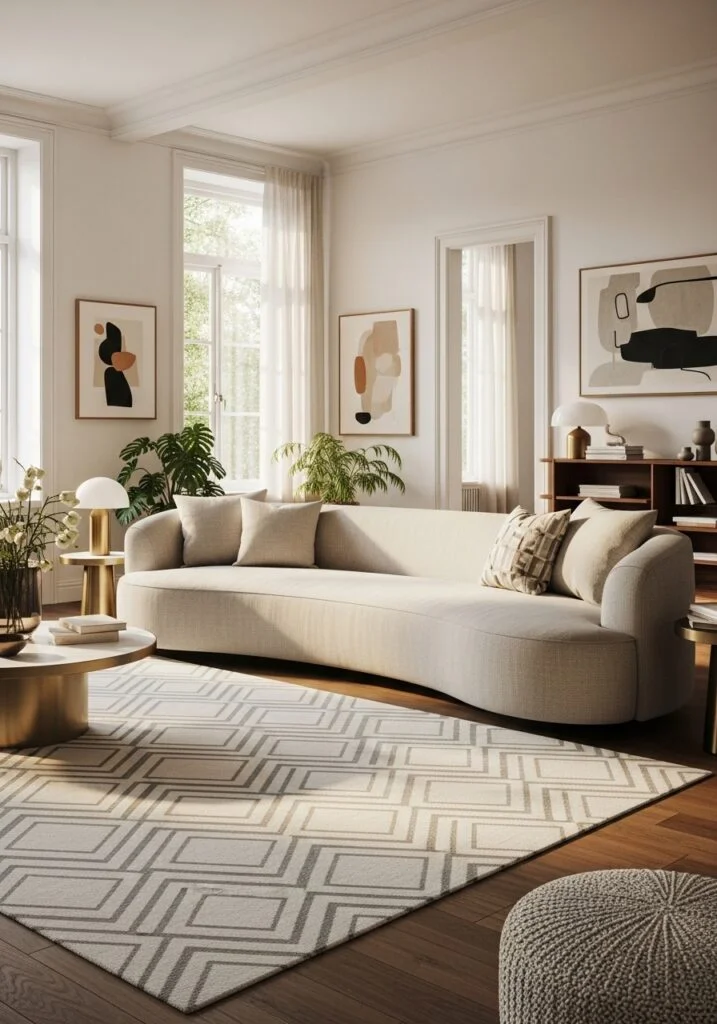 10. Geometric Rug in Light Summer Shades