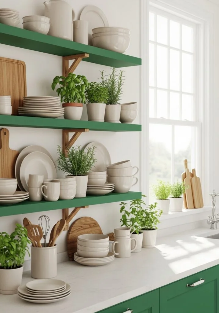 11. Emerald Green Open Shelving Balance