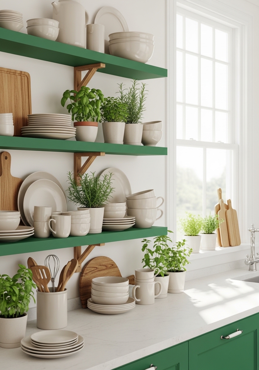 11. Emerald Green Open Shelving Balance