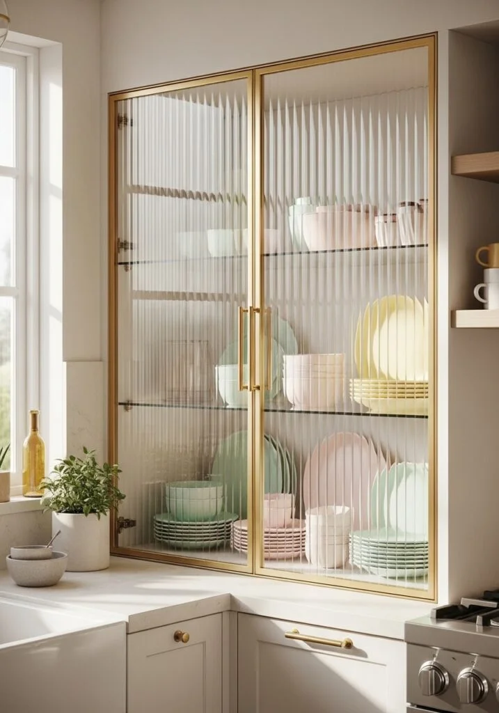 11. Fluted Glass Cabinets for Elegant Display