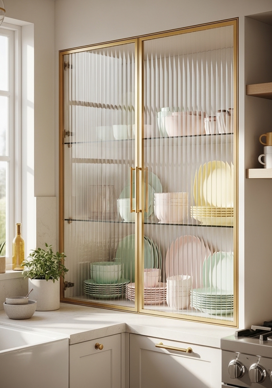 11. Fluted Glass Cabinets for Elegant Display