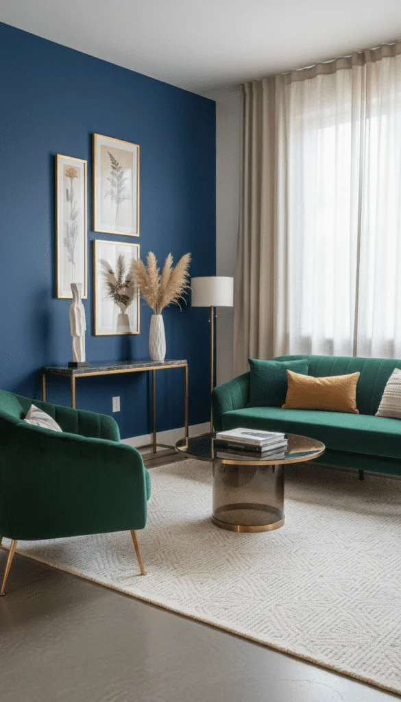 12. Slim Metallic Console Table for Vertical Styling