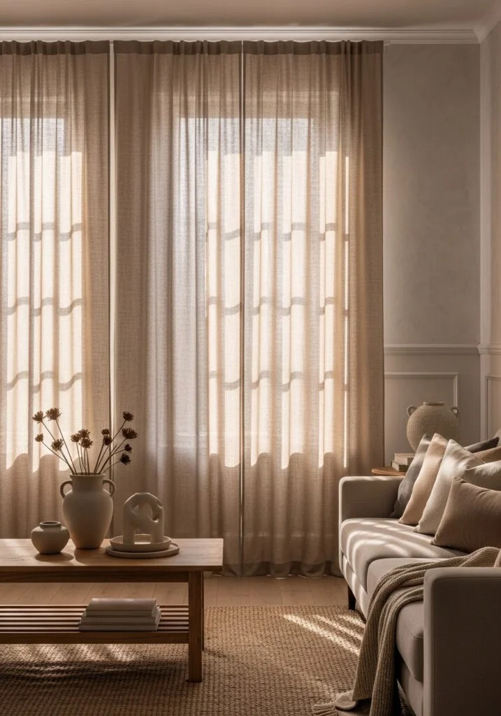 13. Choose Neutral Curtains with Texture