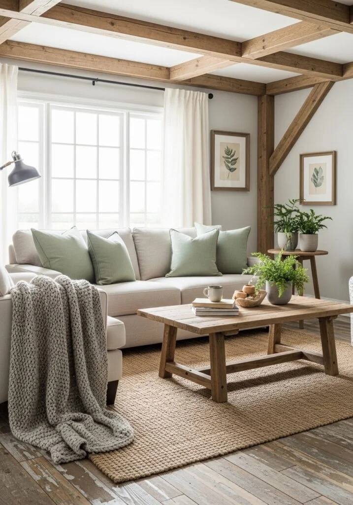 13. Earthy Green & Blue Accents