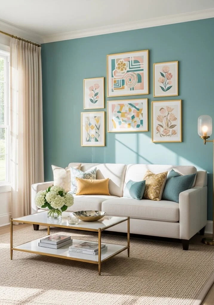 14. Soft Teal Accent Wall