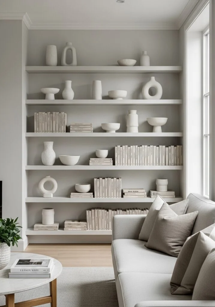14. Style Built-in Shelves with Minimal Decor