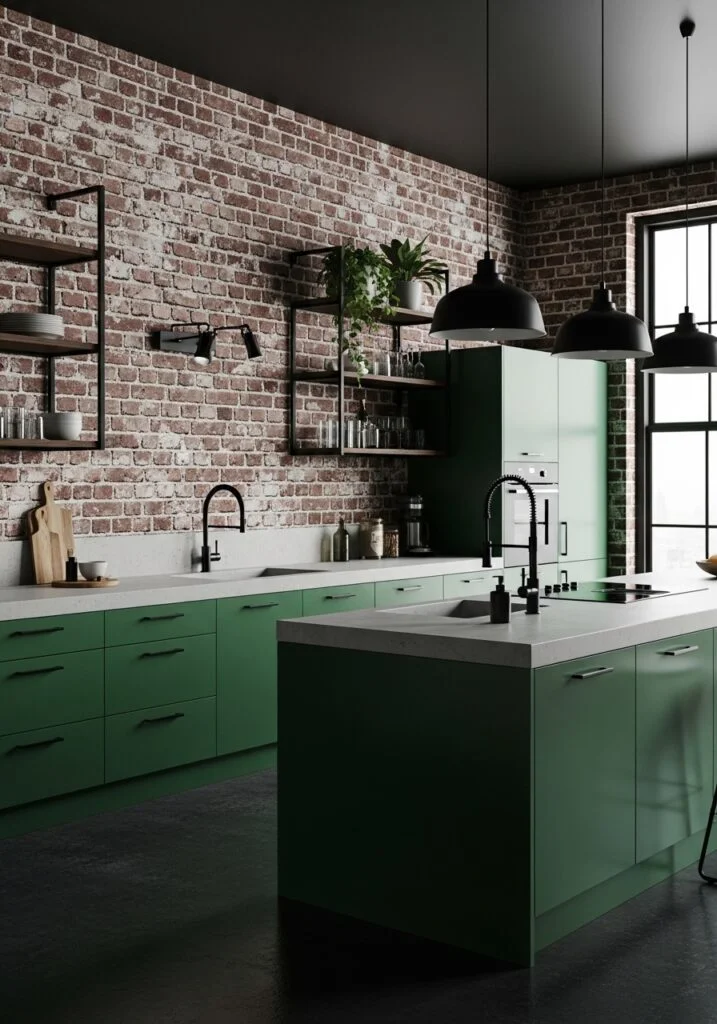 17. Modern Industrial Emerald Green Edge