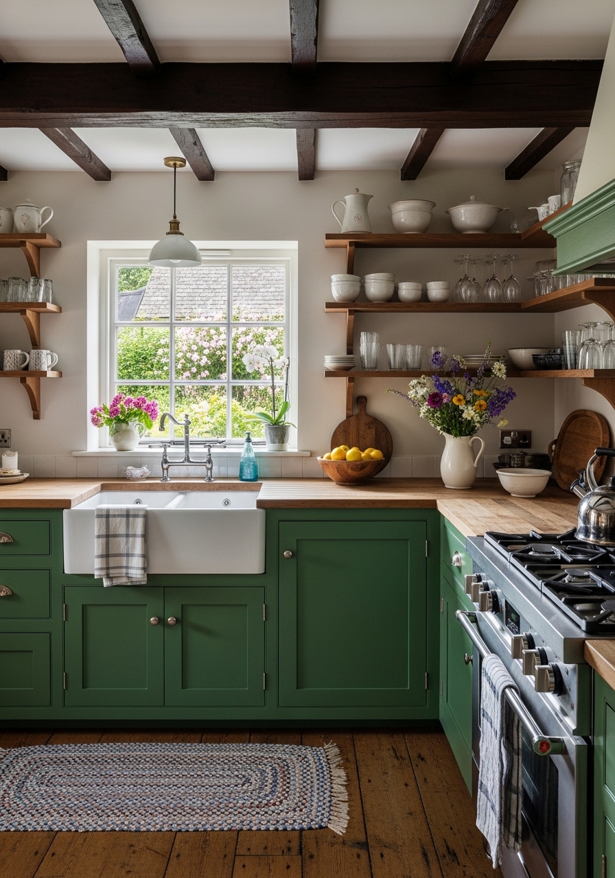 19. Emerald Green Farmhouse Cottage Charm