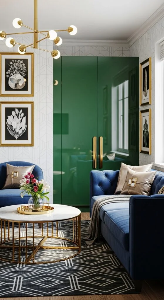 19. Glossy Lacquer Accent Cabinet for Depth