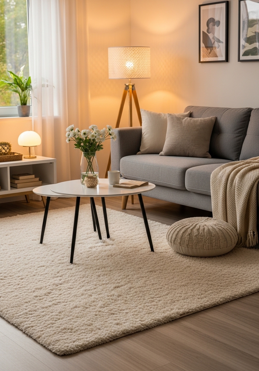 2. Add a Plush Area Rug to Ground the Space