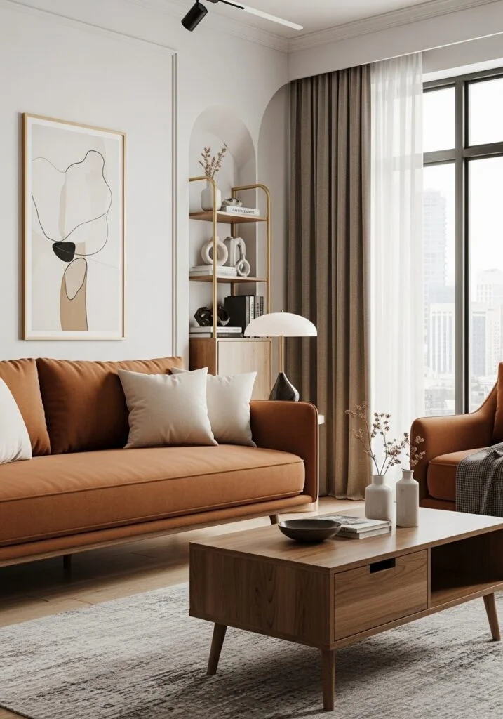 2. Choose a Brown Sofa for Warmth