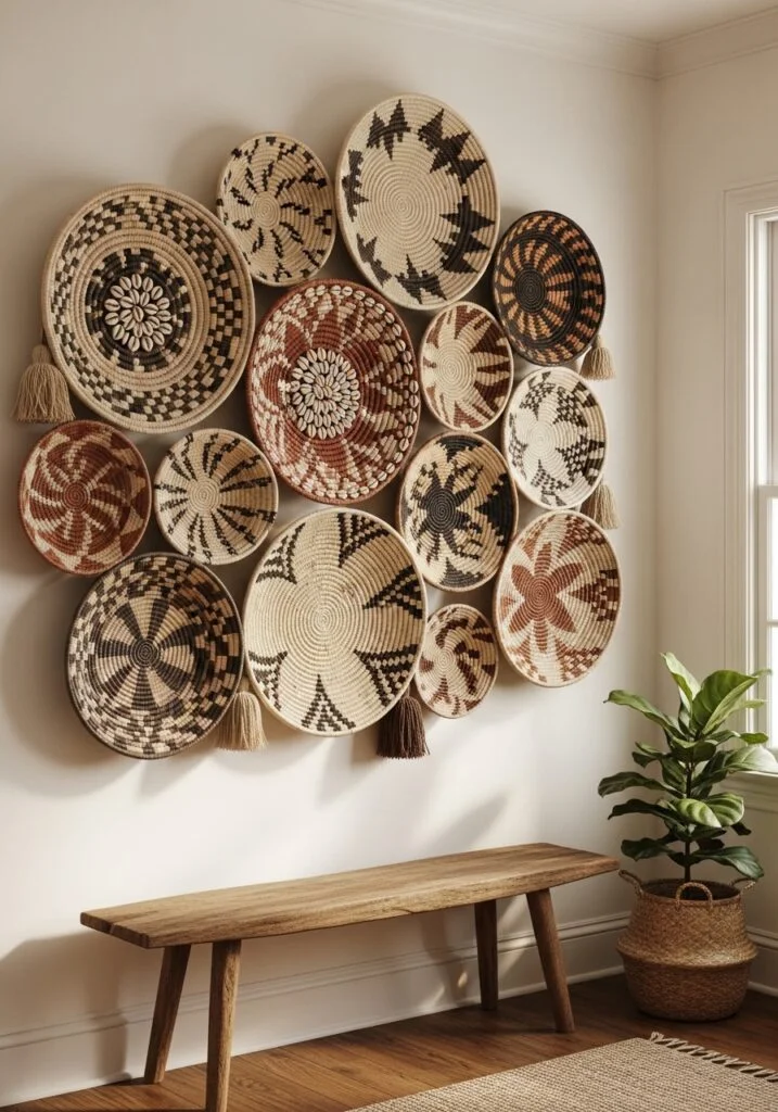 2. Handwoven Baskets as Statement Wall Art