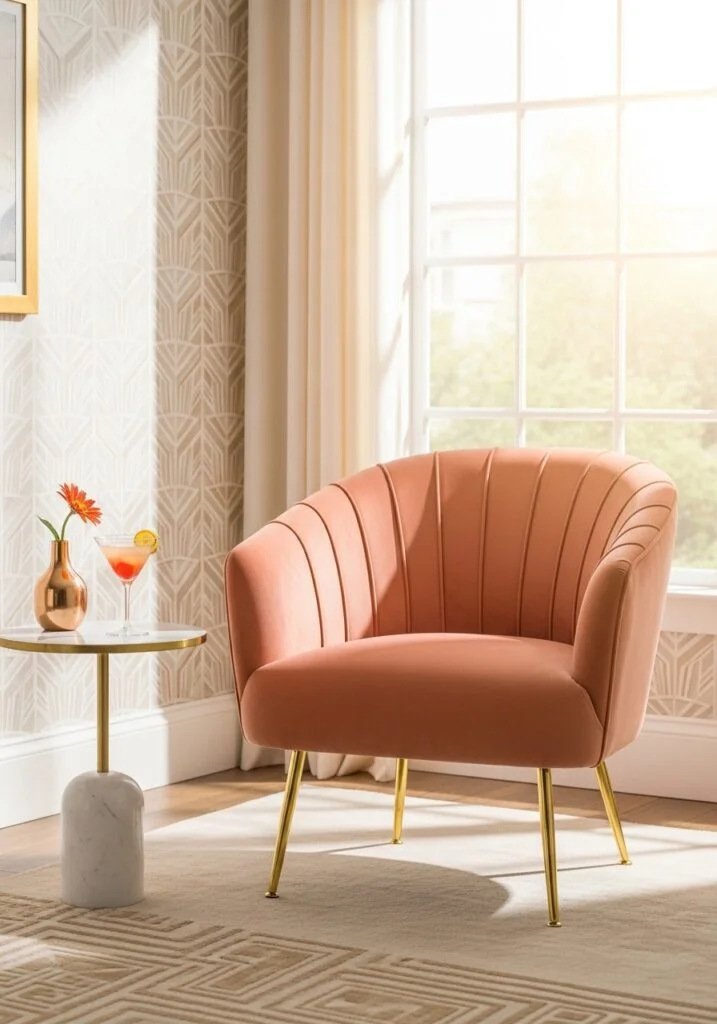 Peach Velvet Accent Chairs