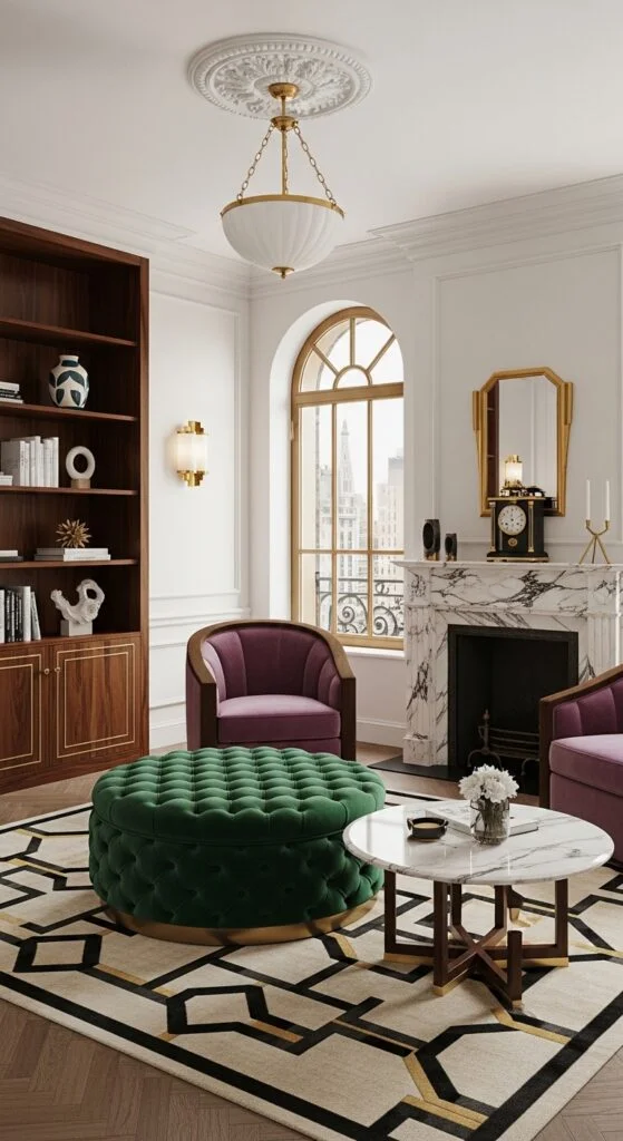 21. Round Velvet Ottoman for Flexible Function