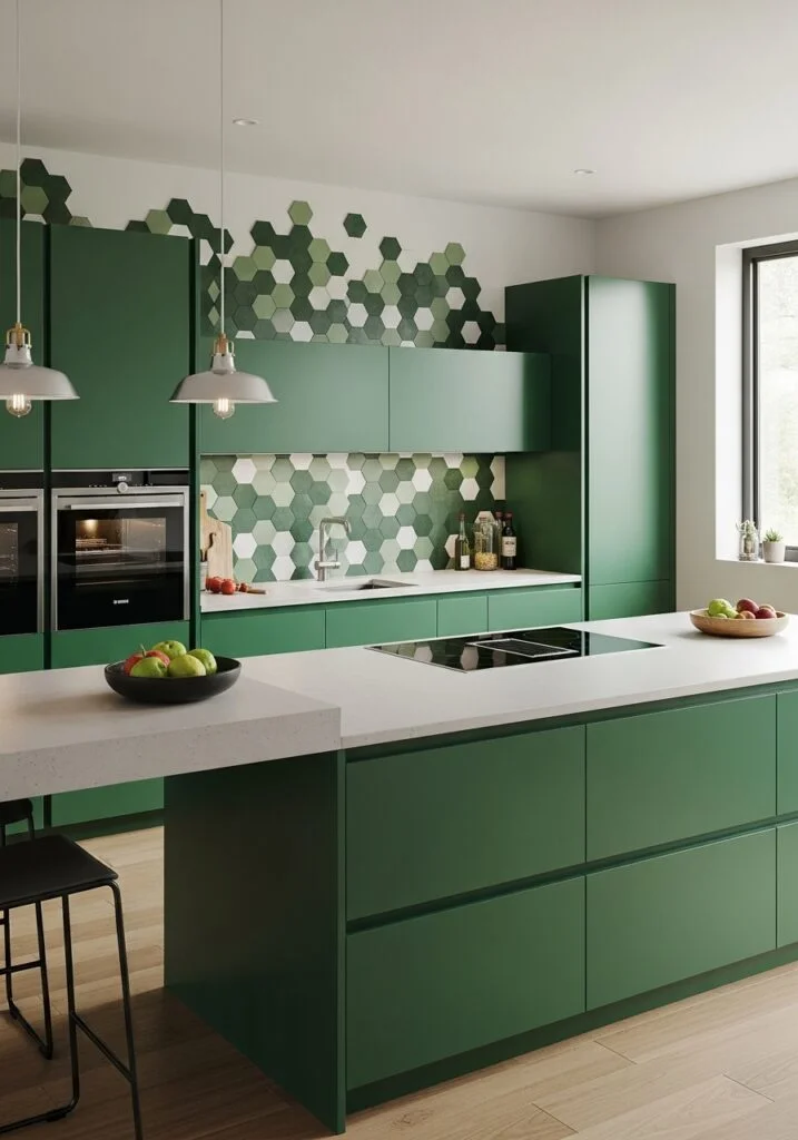 22. Emerald Green Contemporary Geometric Design