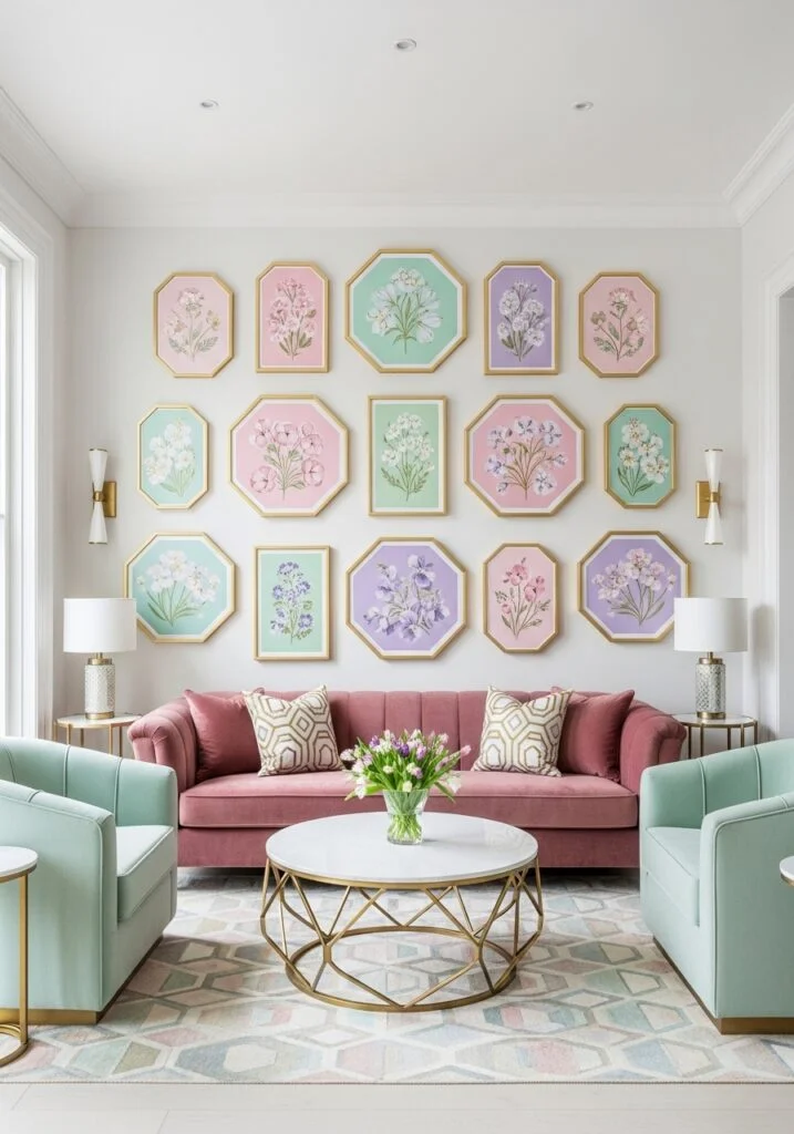 4. Botanical Artwork in Structured Frames