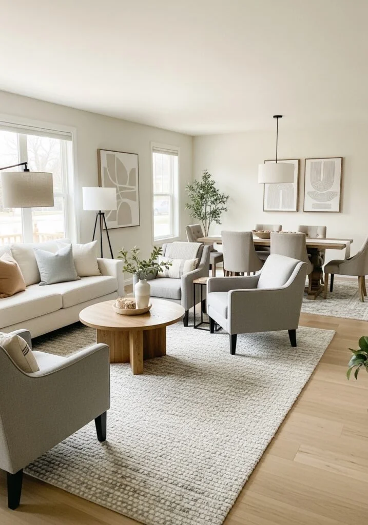 4. Divide Open Concept Spaces with Rugs