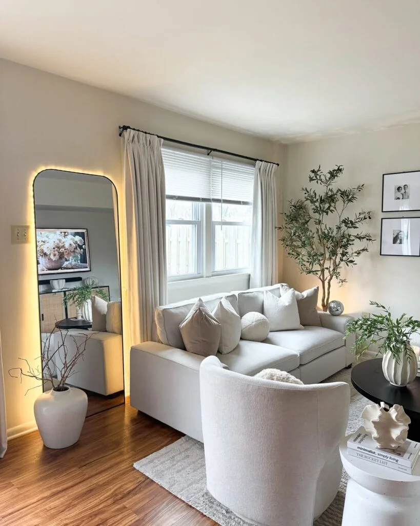 4. Narrow Living Room Linear Layout