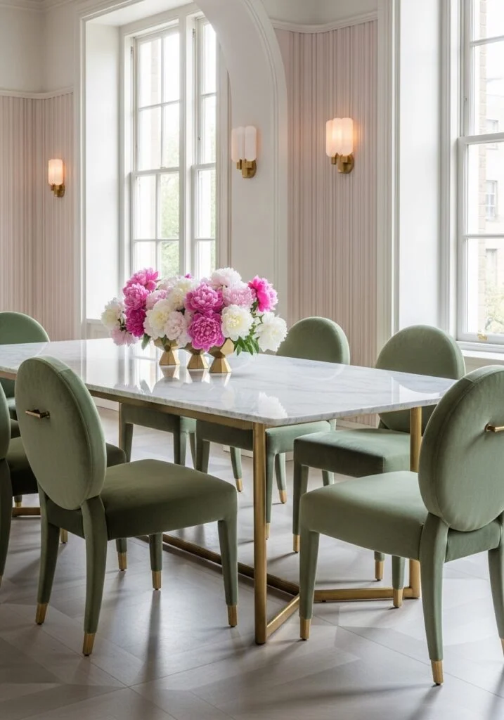 5. Marble and Brass Dining Table for Timeless Elegance