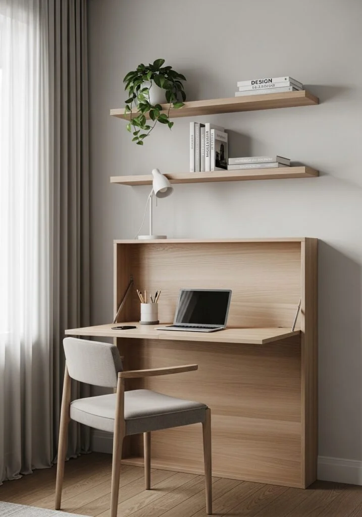 6. Create a Fold-Down Desk for Compact Workspaces