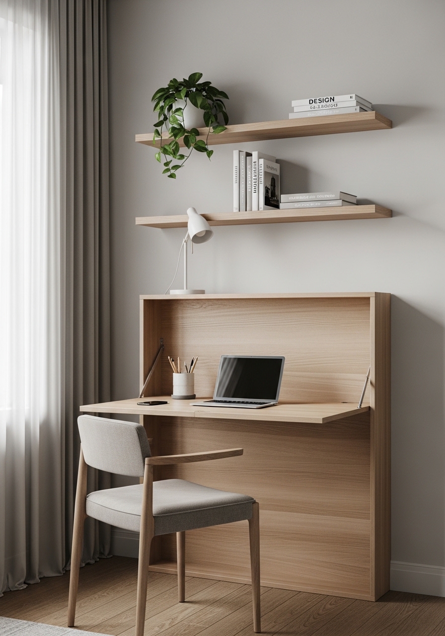 6. Create a Fold-Down Desk for Compact Workspaces