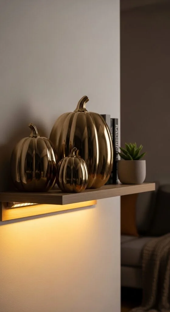 7. Metallic Pumpkin Accents