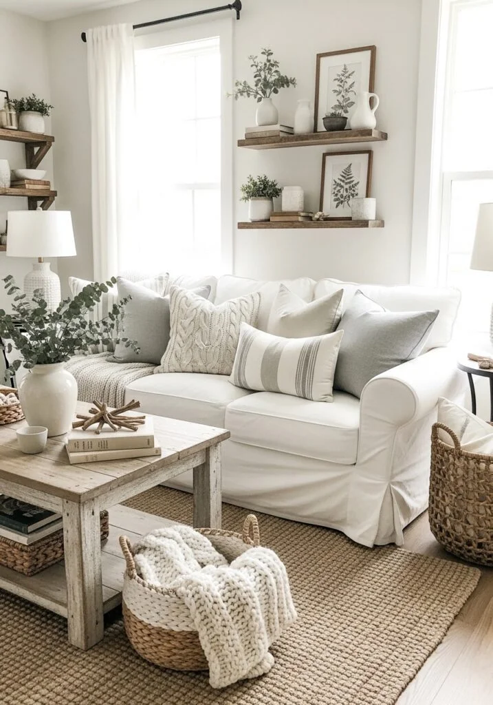 8. Cozy Linen Slipcovered Sofas