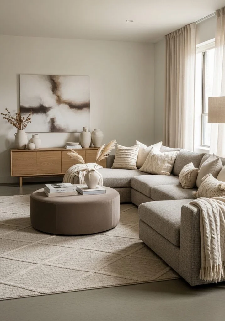 8. Create Depth with Neutral Living Room Colour Schemes