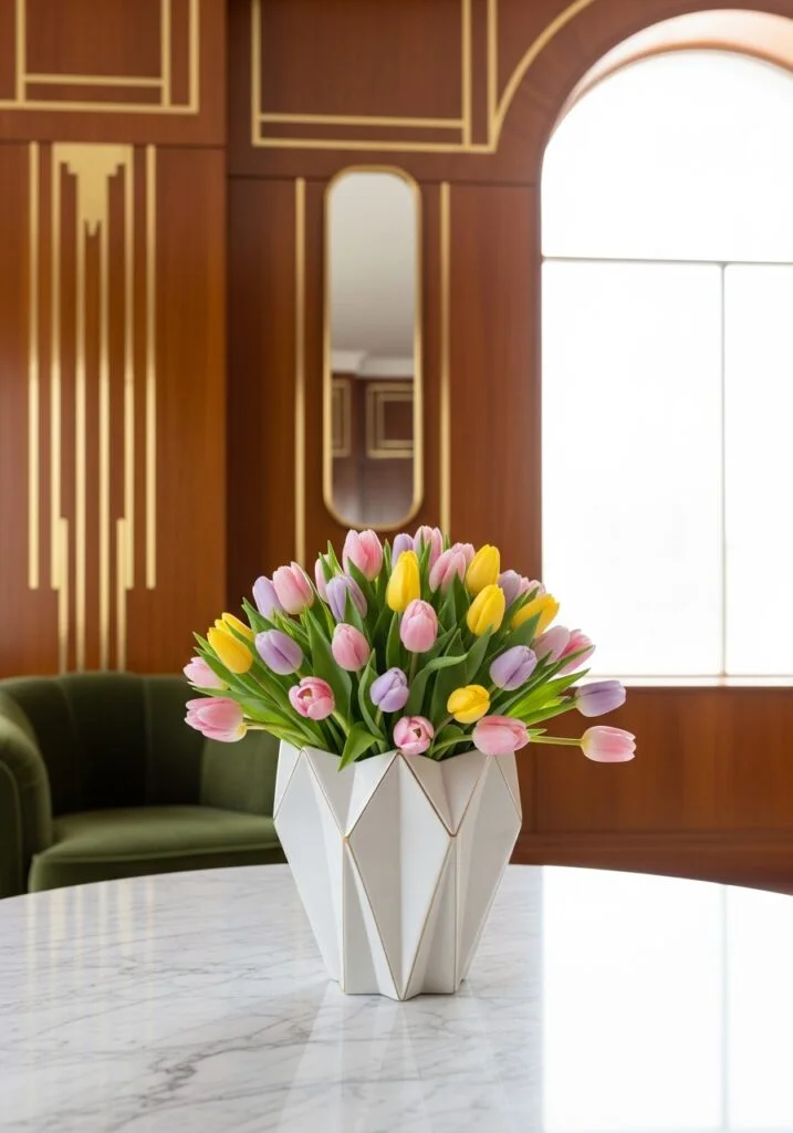 8. Sculptural Vases with Structured Florals