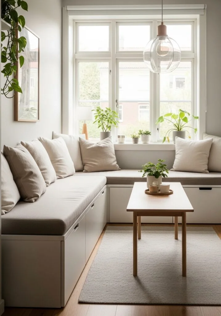 9. Built-In Bench Seating Layout for Hidden Storage