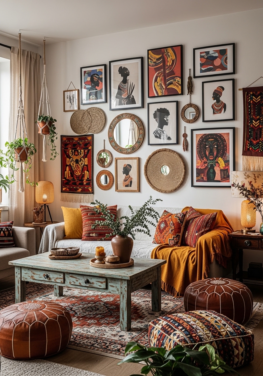 9. Gallery Walls with Afrocentric Art