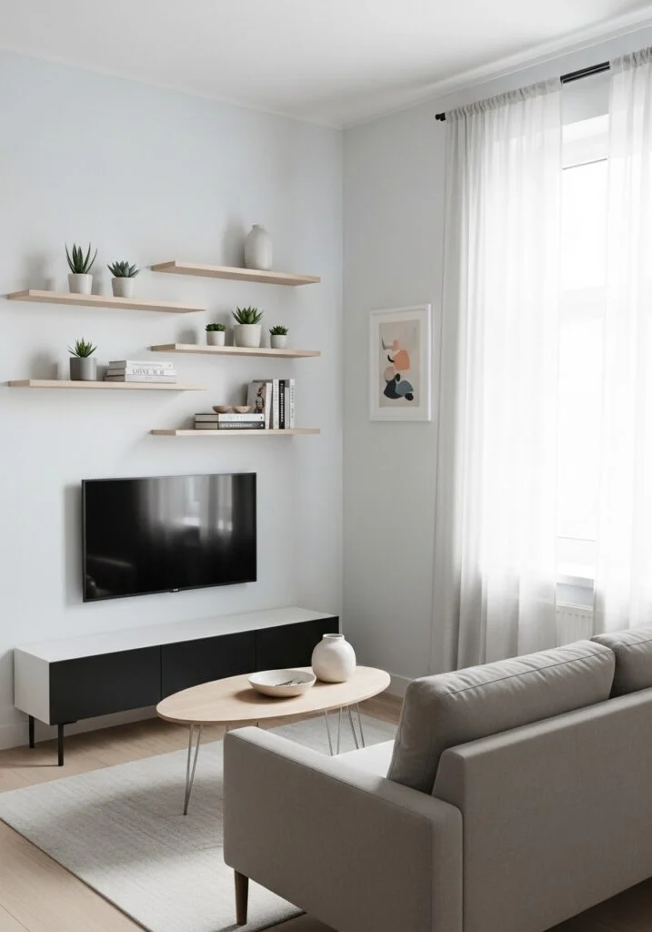 9. Mount Shelves Instead of Using Cabinets