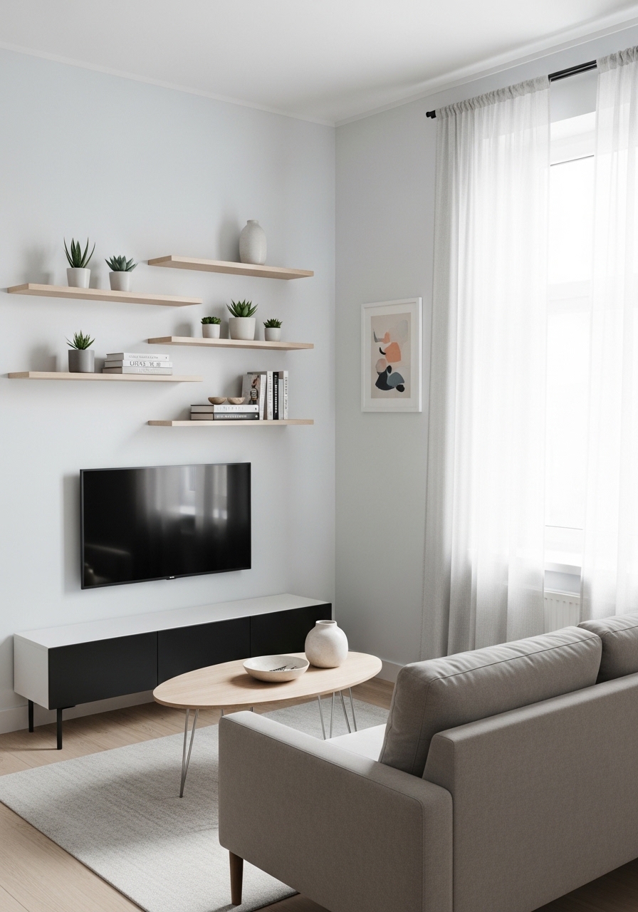 9. Mount Shelves Instead of Using Cabinets