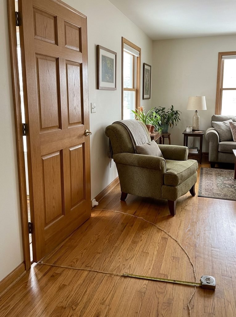 A 30-inch door sweeps a 30-inch quarter circle, and that arc is the first thing to protect.