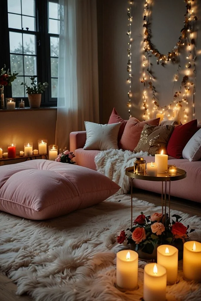 Cozy Pink Valentine’s Reading Corner