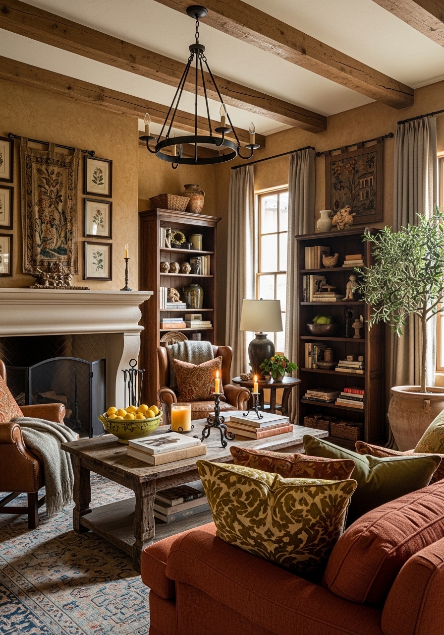 Cozy Tuscan Living Room