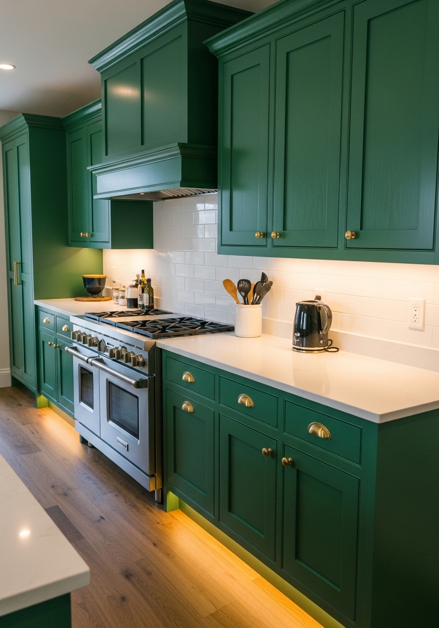 Emerald Green Shaker Cabinet Sophistication