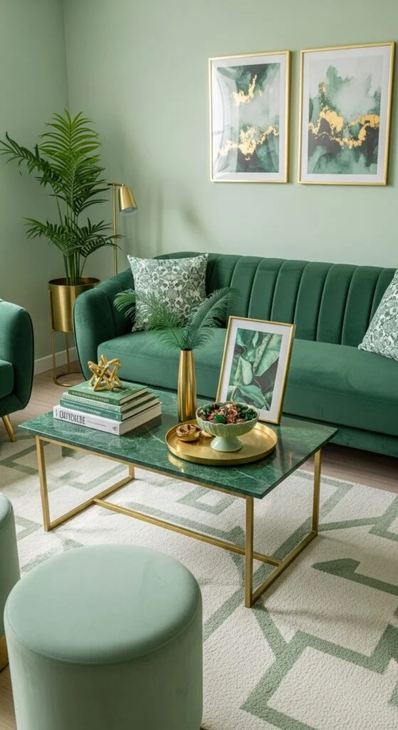 Emerald and Gold Coffee Table Styling